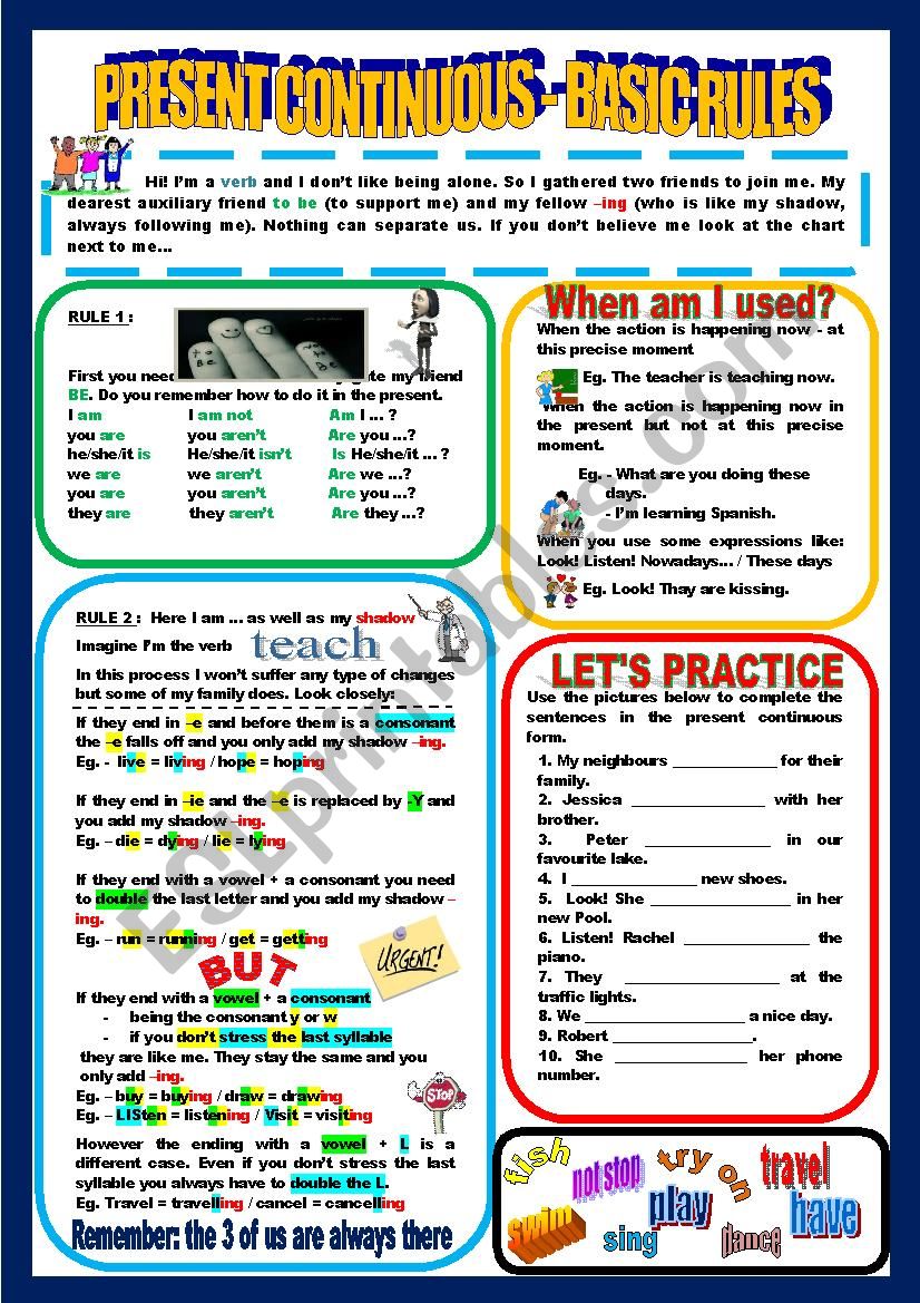 Present Continuous basic rules