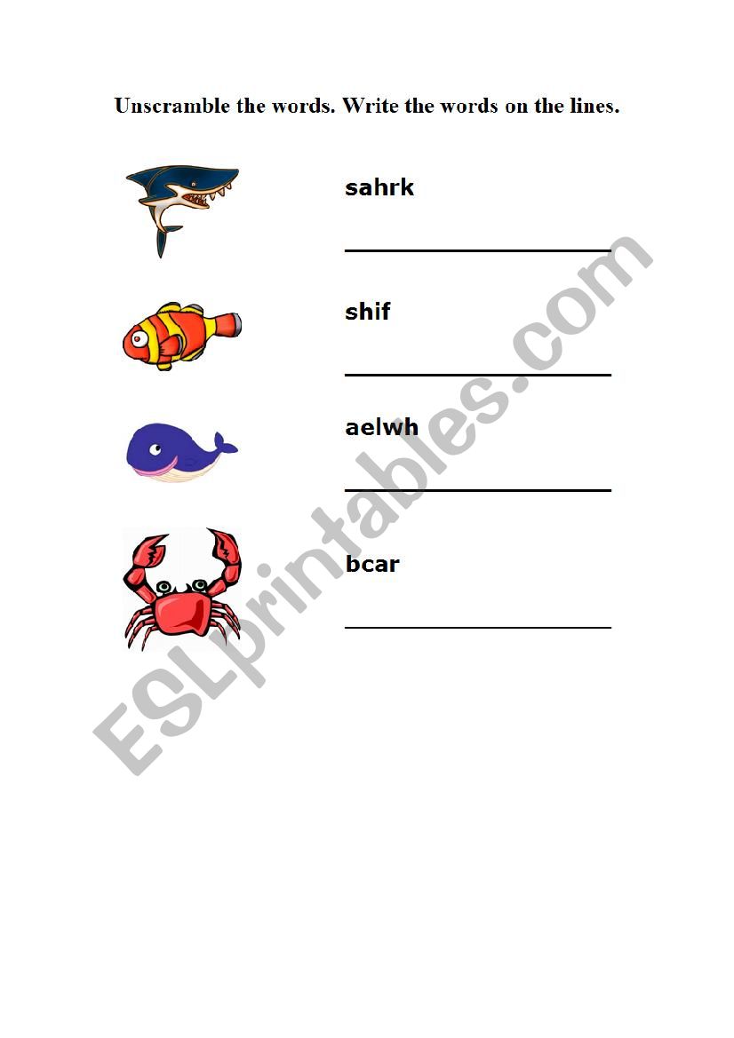 Animals worksheet