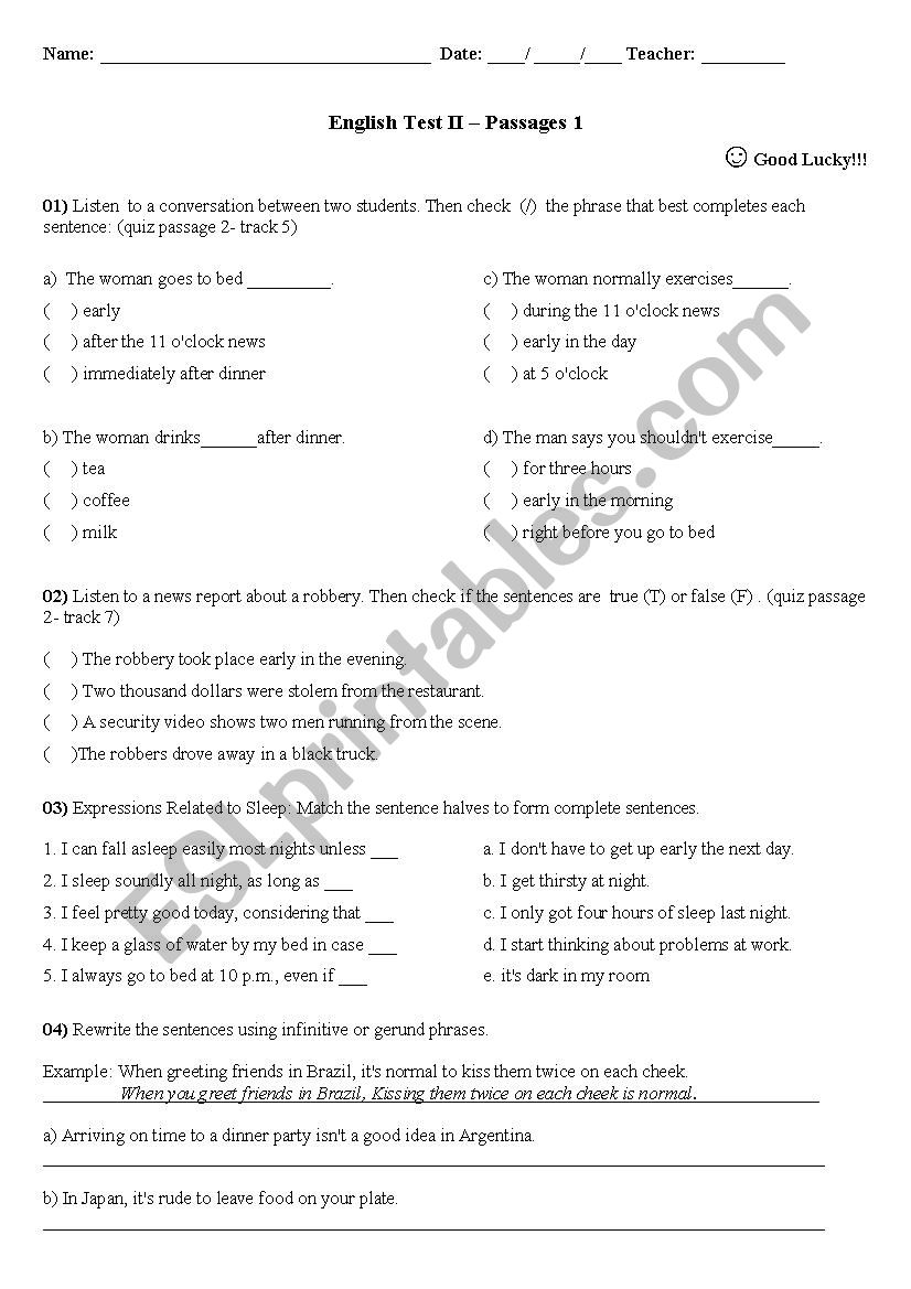 Test Unit 4 - 6 worksheet