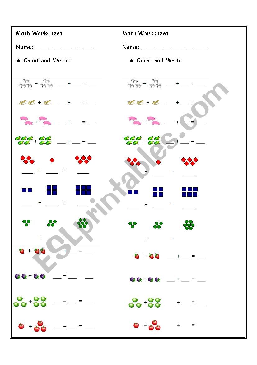 Addition Worksheet worksheet
