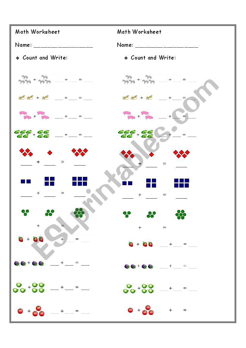 Addition Worksheet worksheet