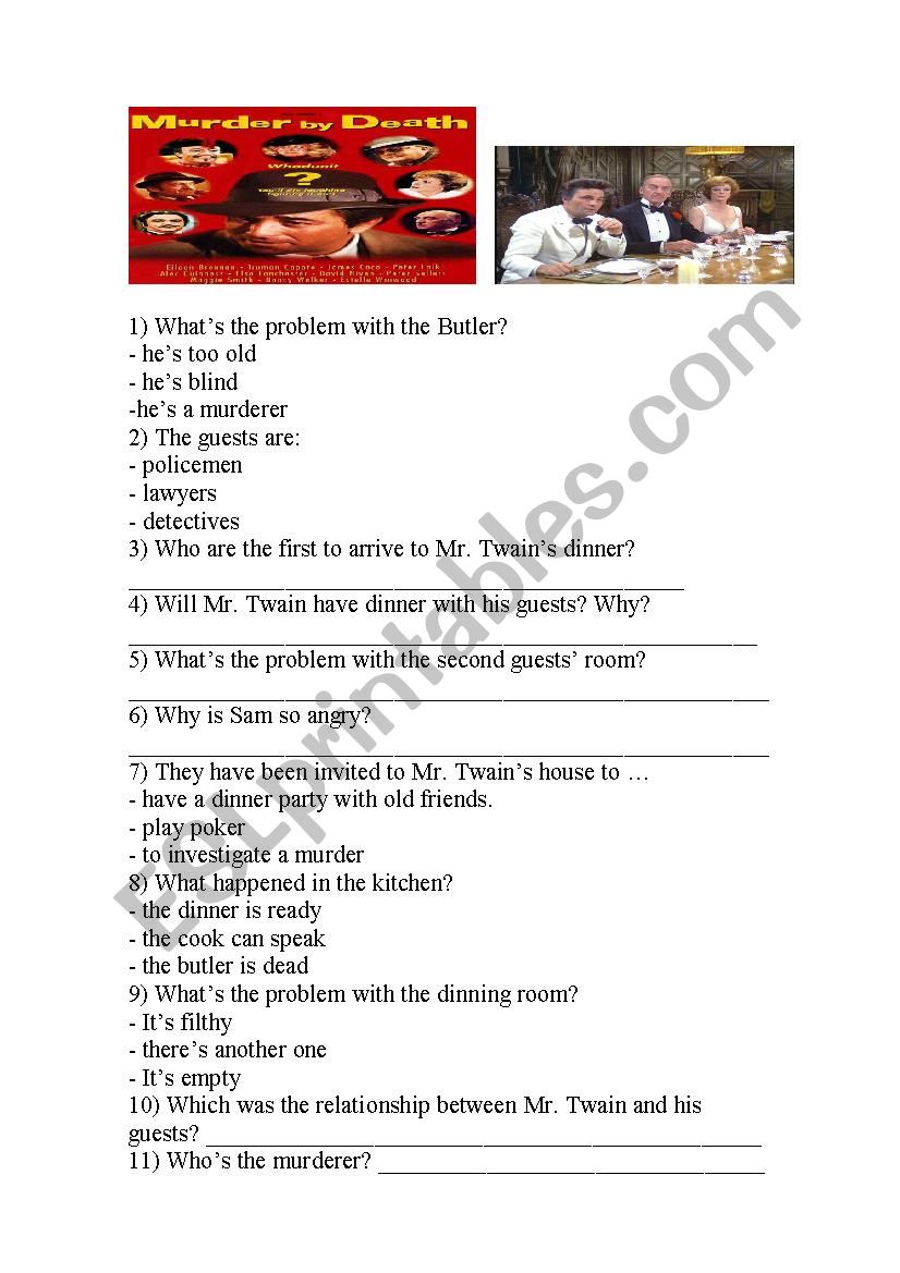 MURDER BY DEATH worksheet