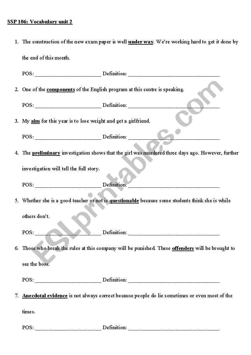 Guessing meaning from context worksheet