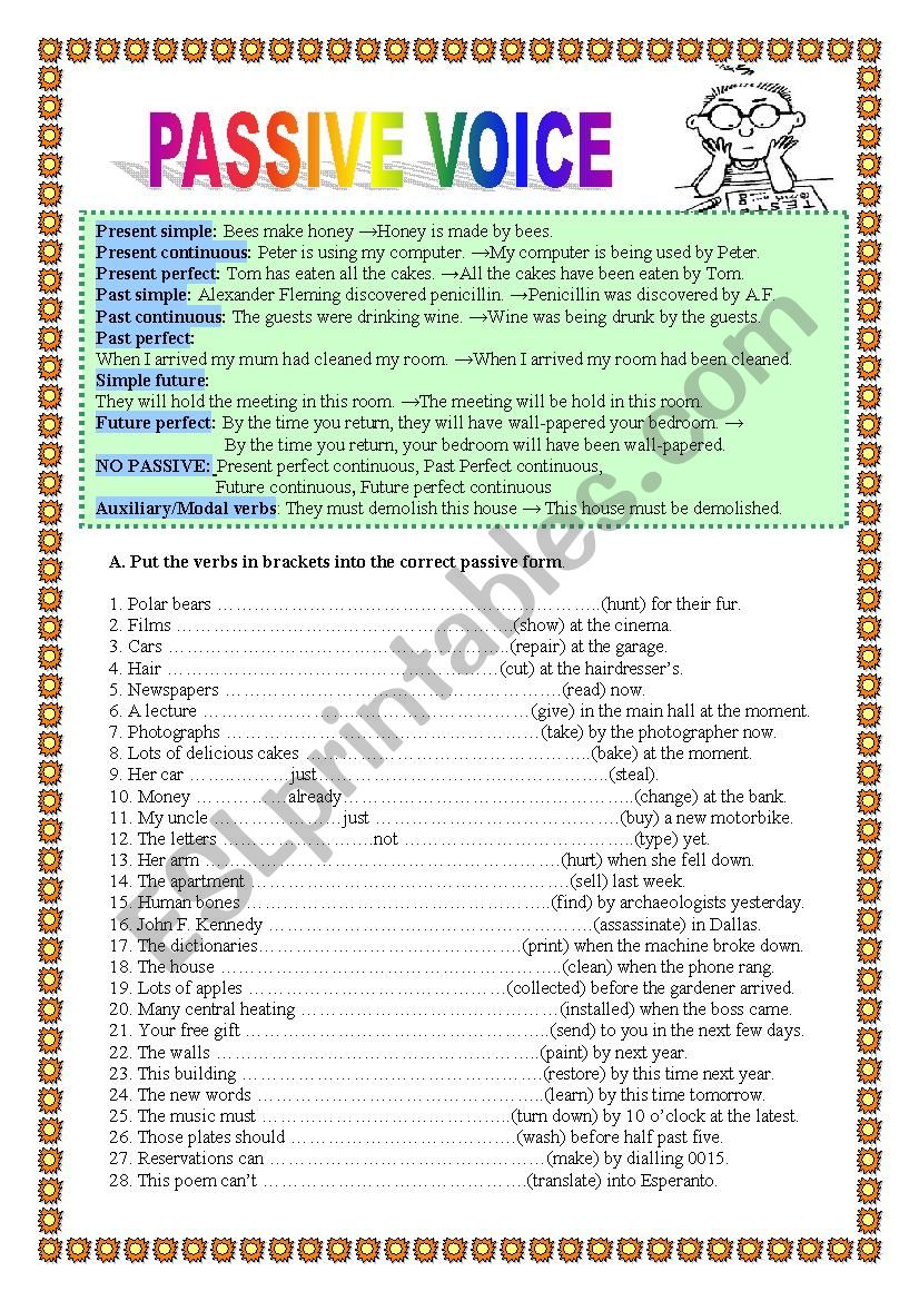 PASSIVE VOICE - practice, 2 pages