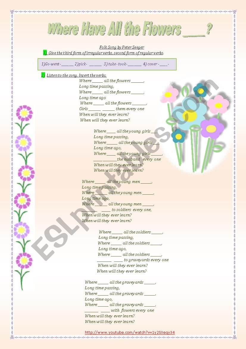 Where Have All Flowers Gone? worksheet