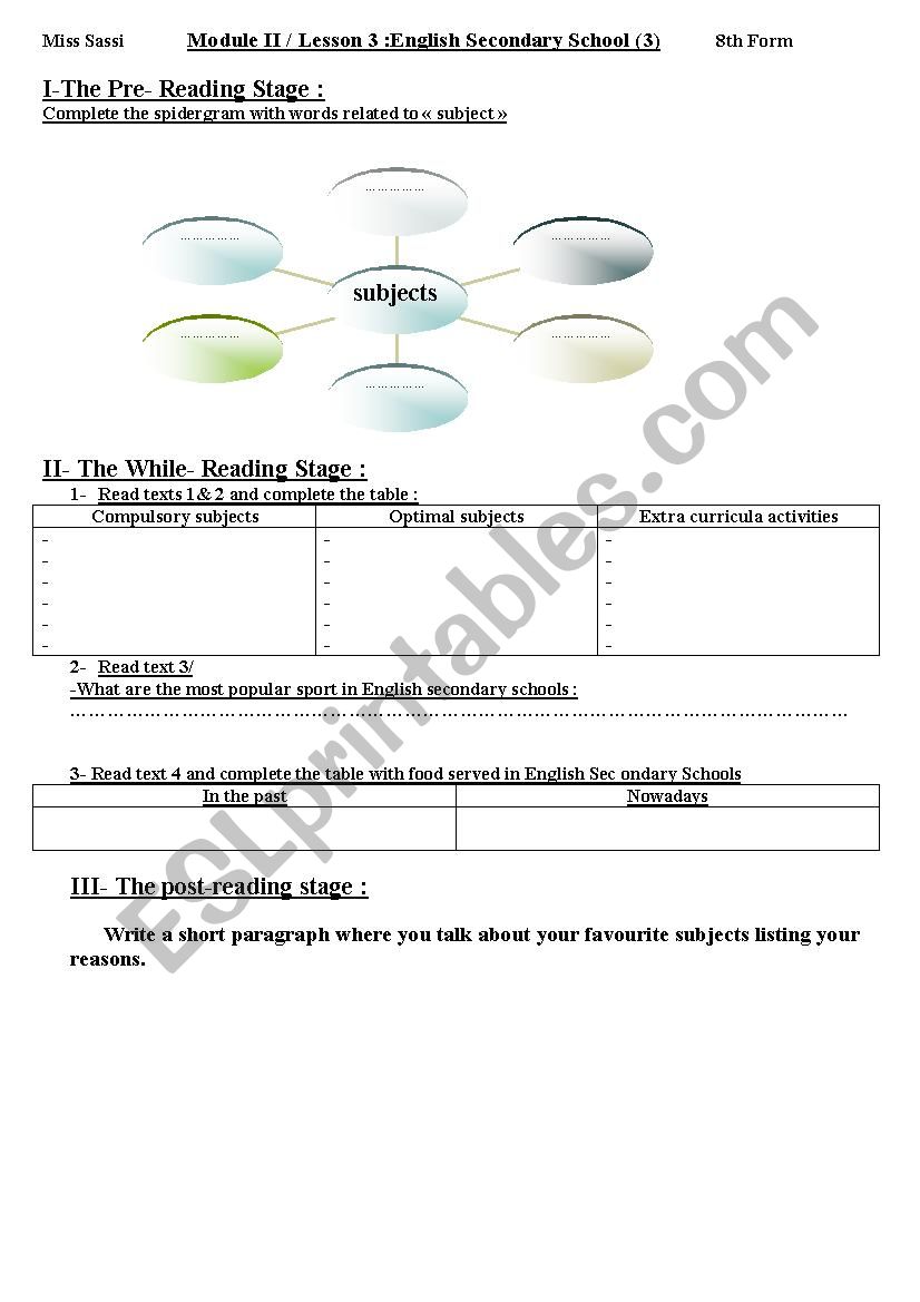 ENGLISH SECONDARY SCHOOL (3) worksheet