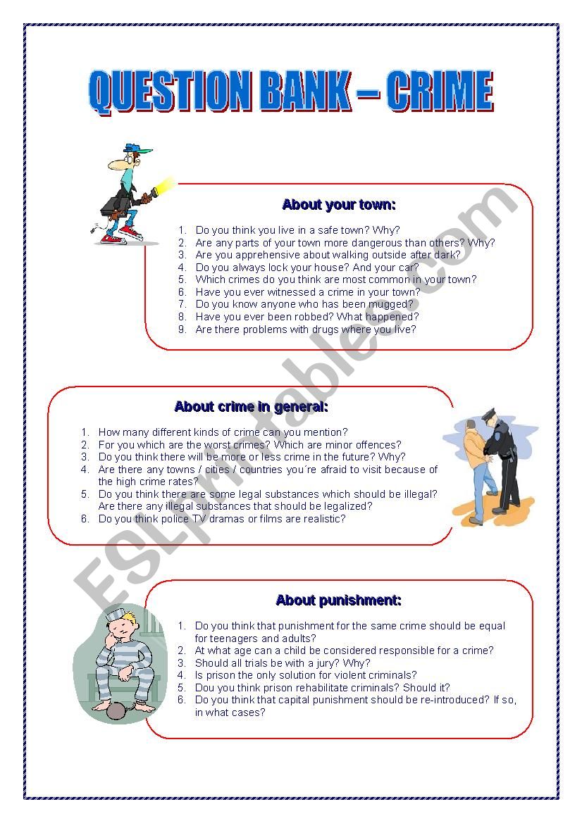 QUESTION BANK CRIME worksheet