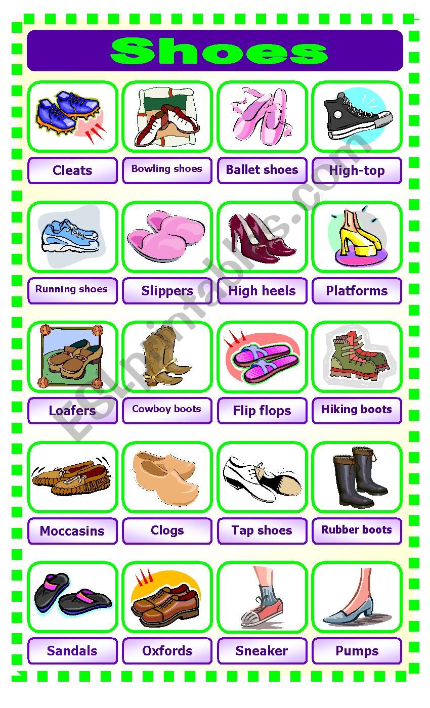 Shoes Pictionary worksheet