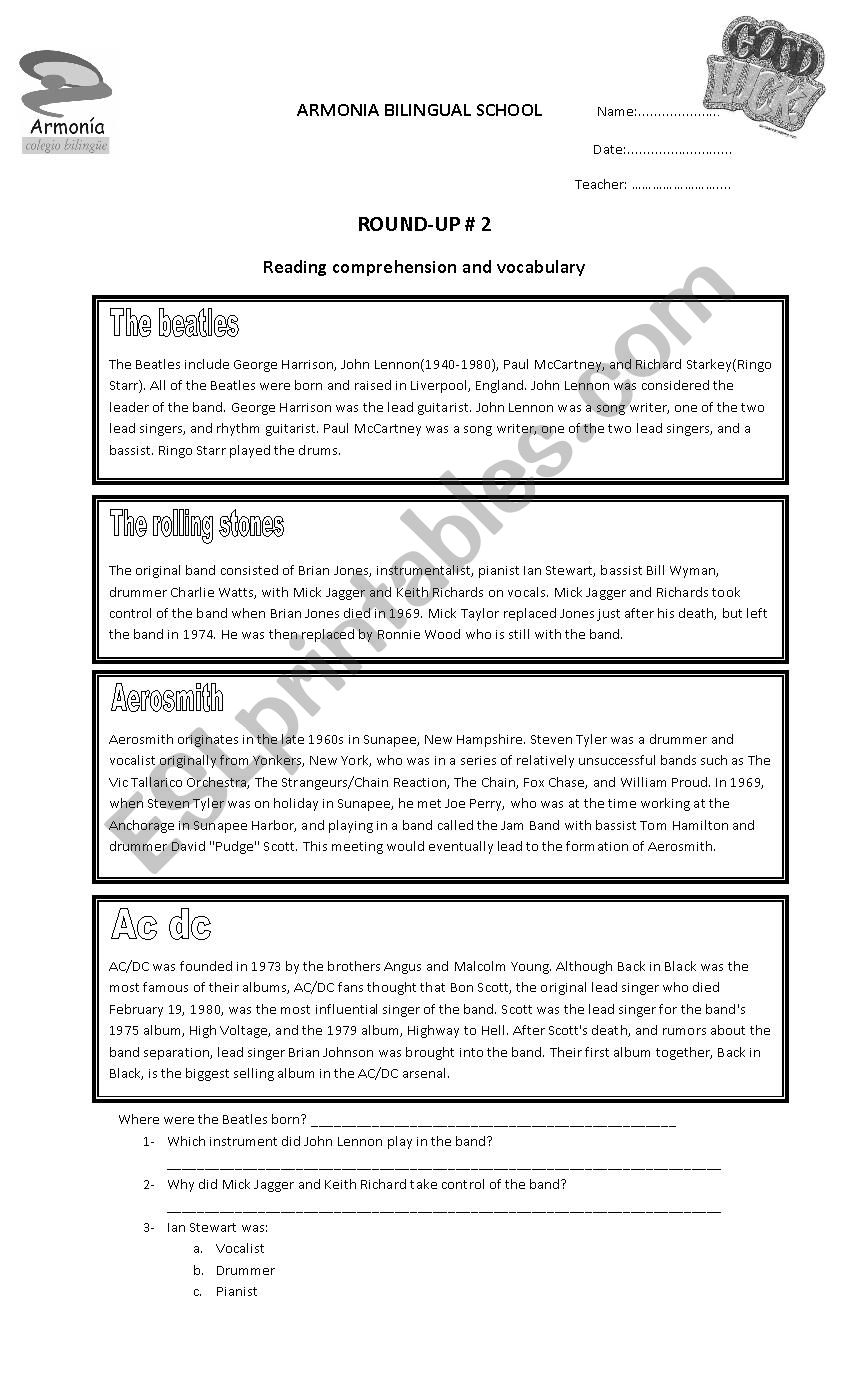 Music worksheet