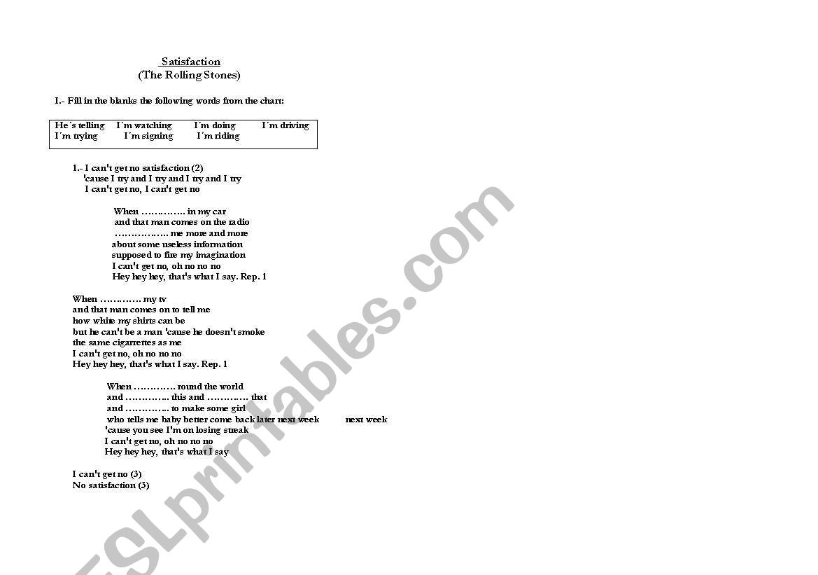 satisfaction worksheet