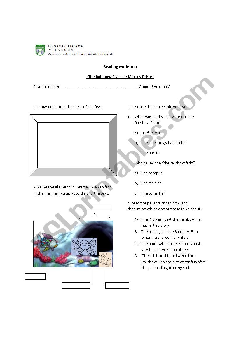 Rainbowfish handout worksheet