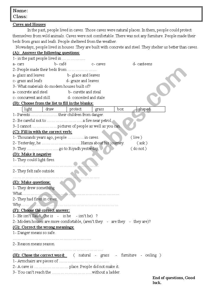 reading comprehension worksheet