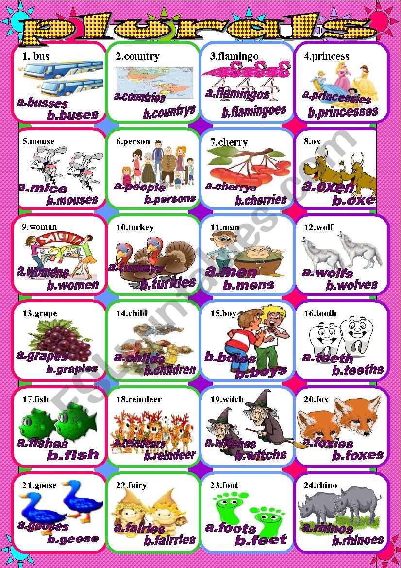 plurals worksheet