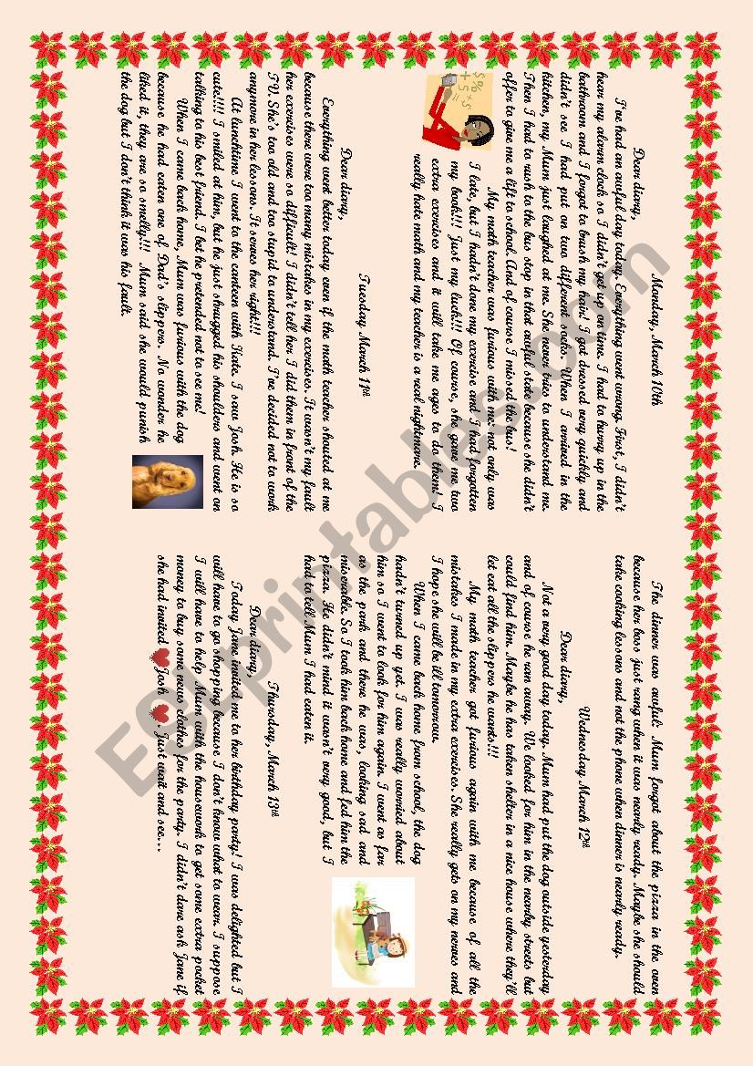 EmmaÂ´s diary worksheet
