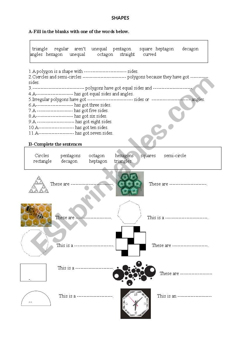 Shapes worksheet