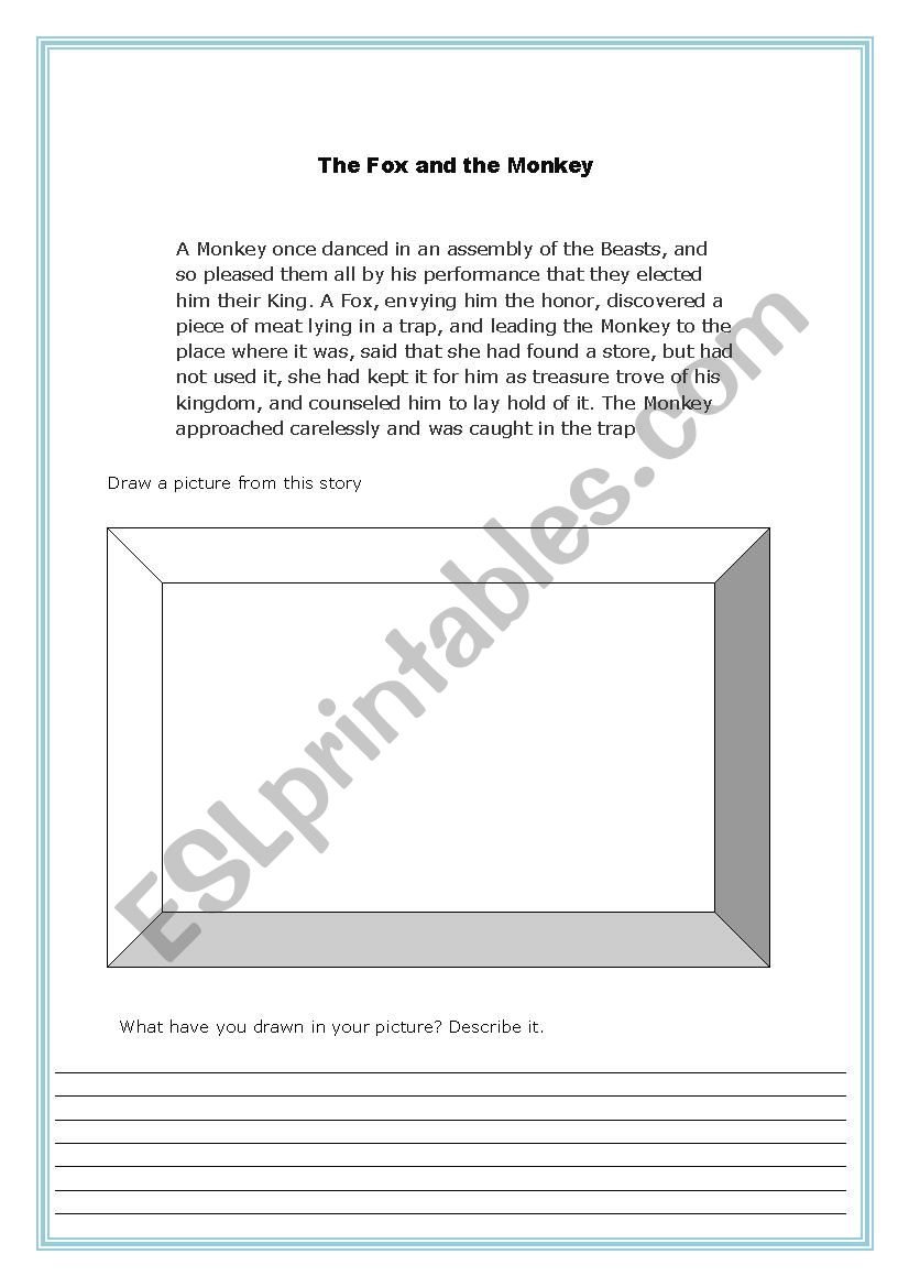 The fox and the monkey worksheet