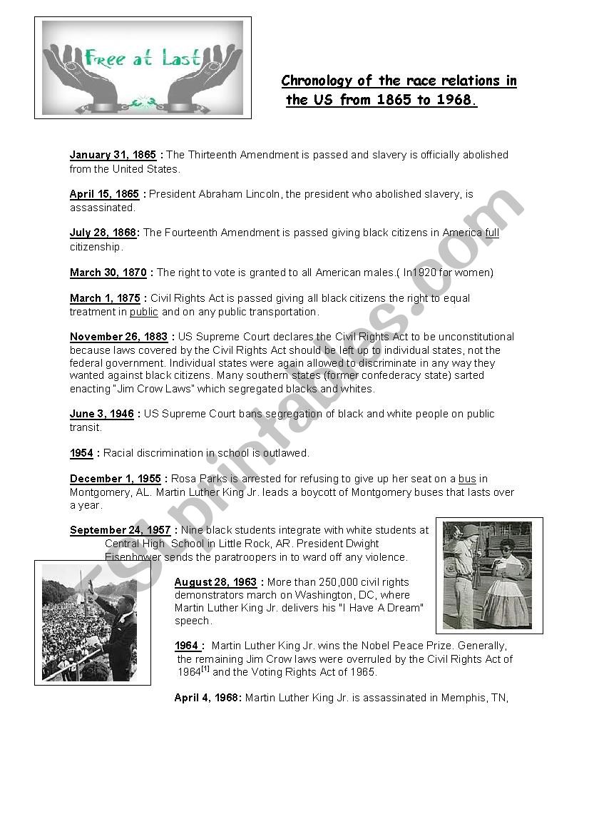 Civil rights timeline worksheet