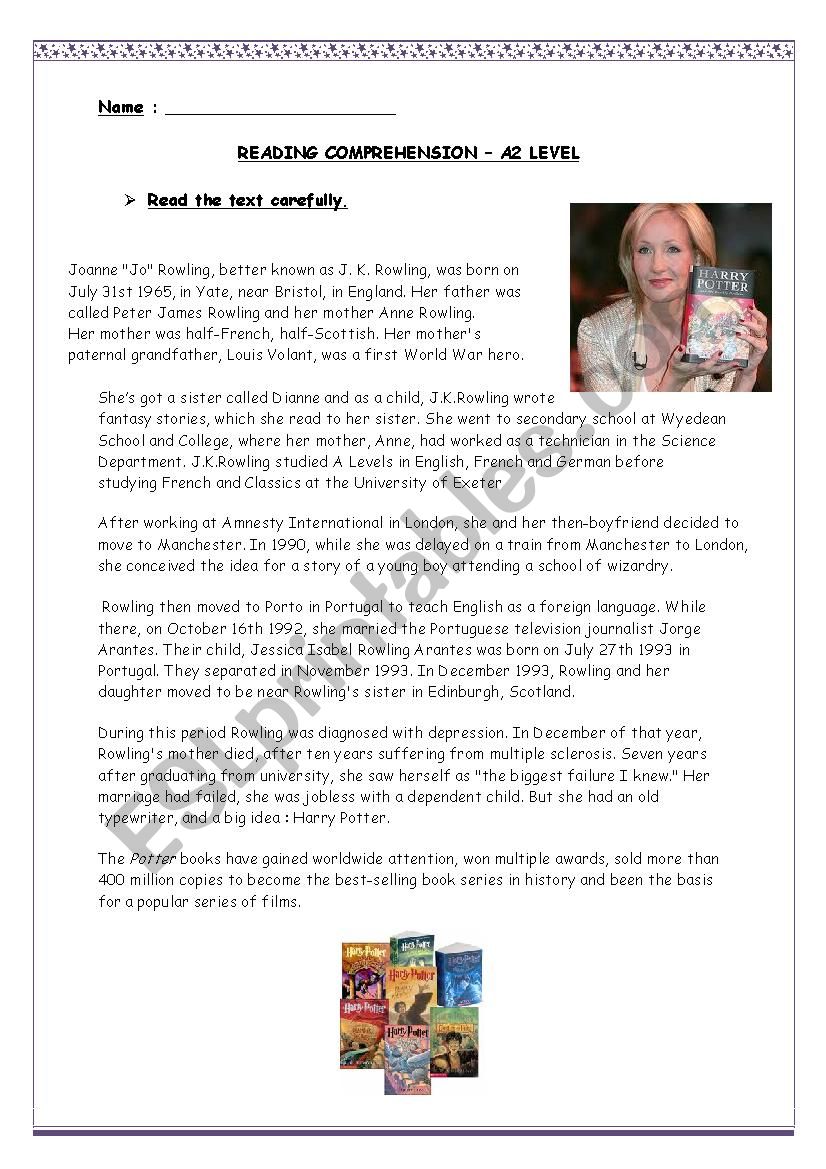 Reading on a famous person : JK Rowling