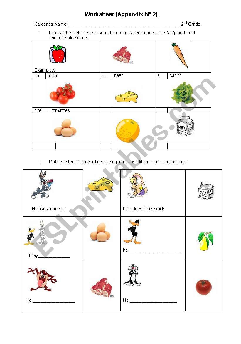 I like to eat! worksheet