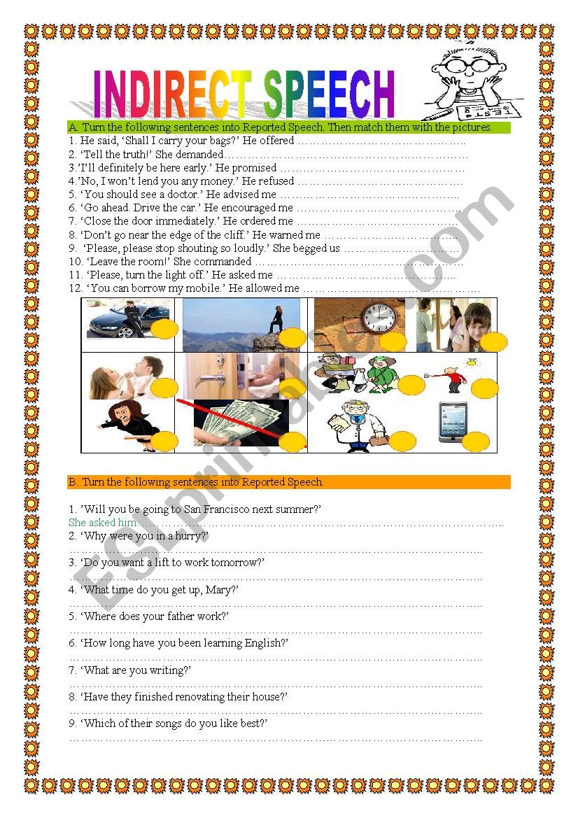 INDIRECT/REPORTED SPEECH 2 - PRACTICE, 2 pages