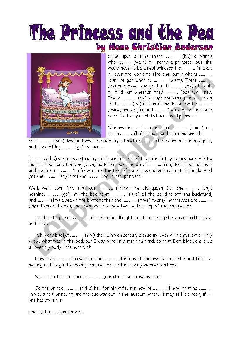 The Princess and the Pea worksheet