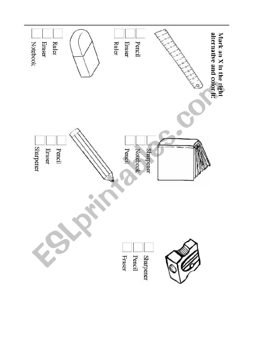 School Objects worksheet