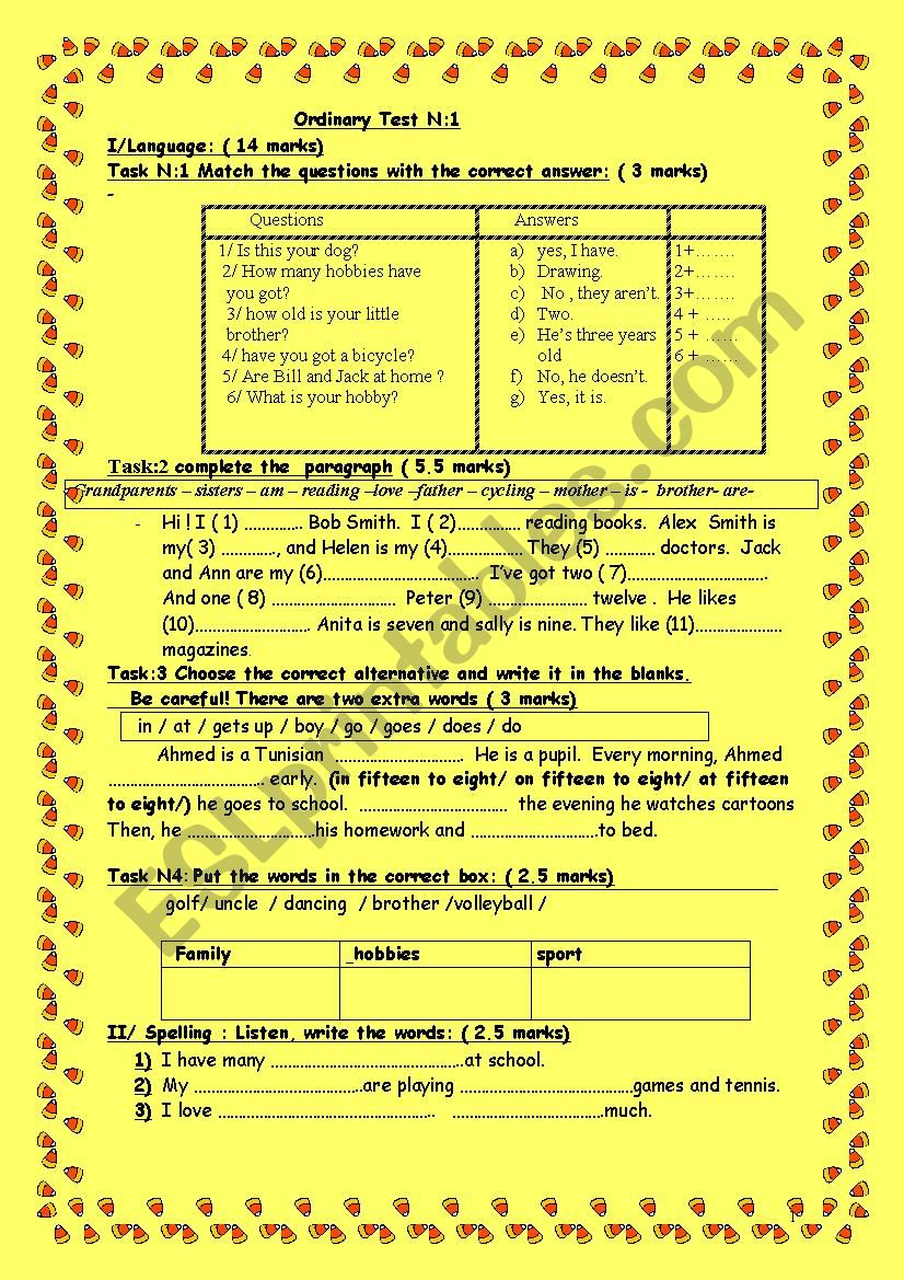 mid term 1 test worksheet