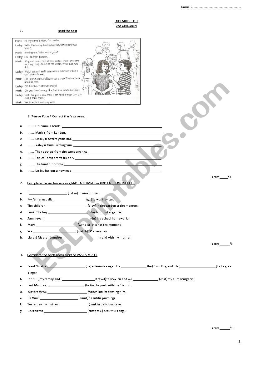 TEST worksheet