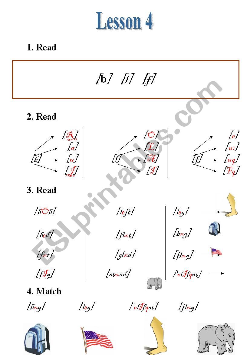 Phonics - Lesson 4 worksheet