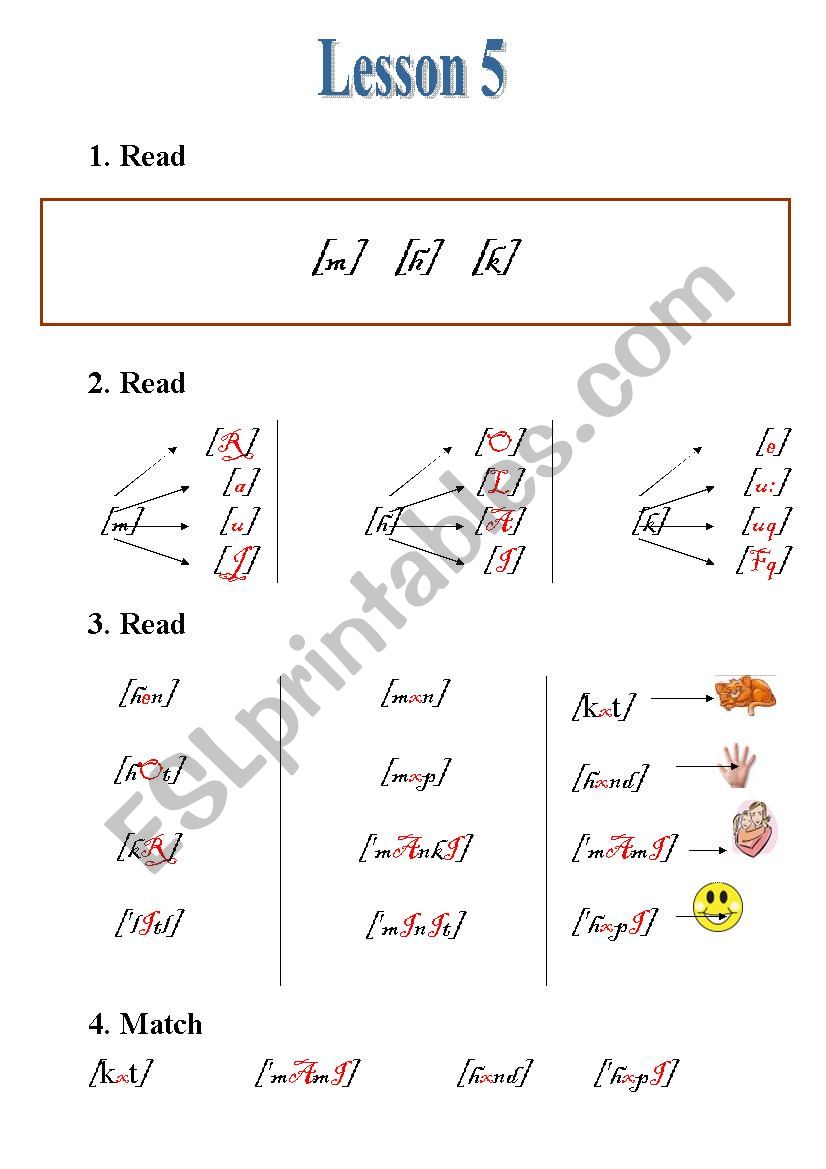 Phonetics - Lesson 5 worksheet