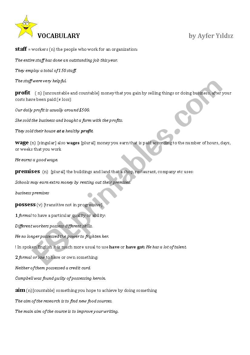 vocabpool worksheet