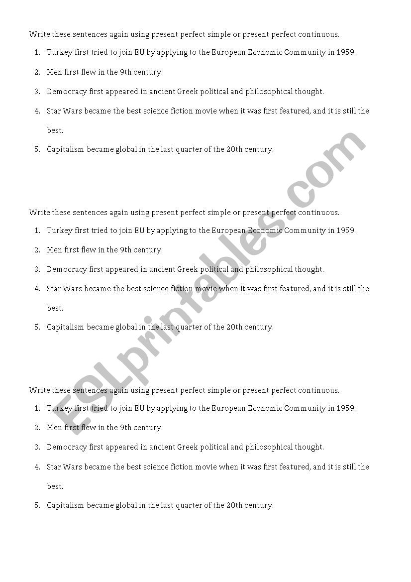 from past simple to present perfect simple/continuous