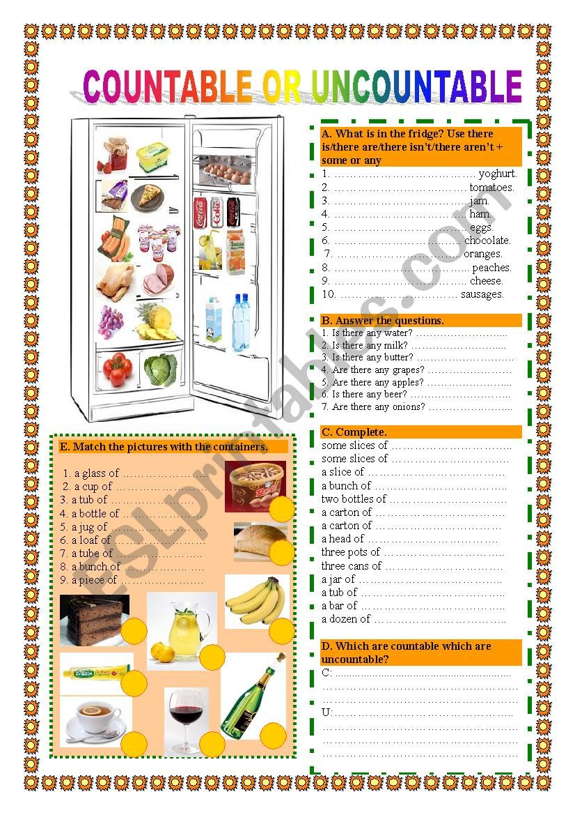 COUNTABLE/UNCOUNTABLE + CONTAINERS