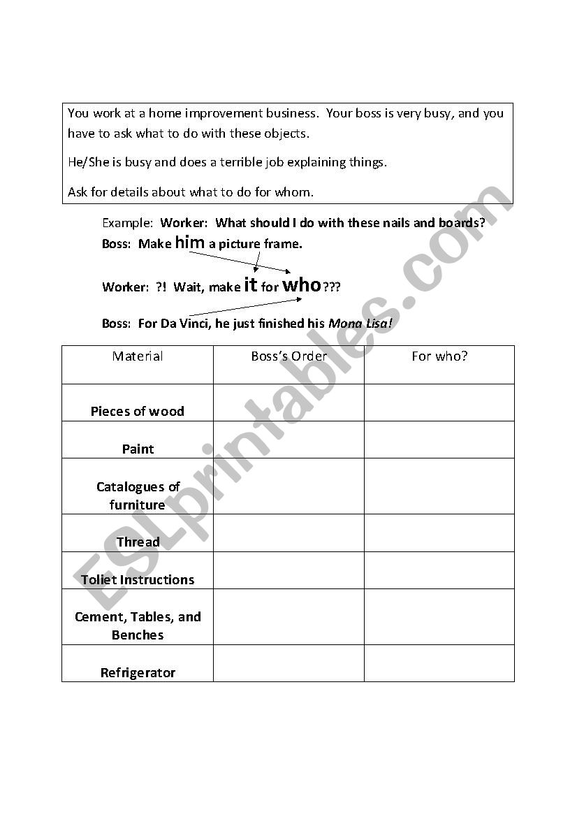 Indirect Objects Home Improvement