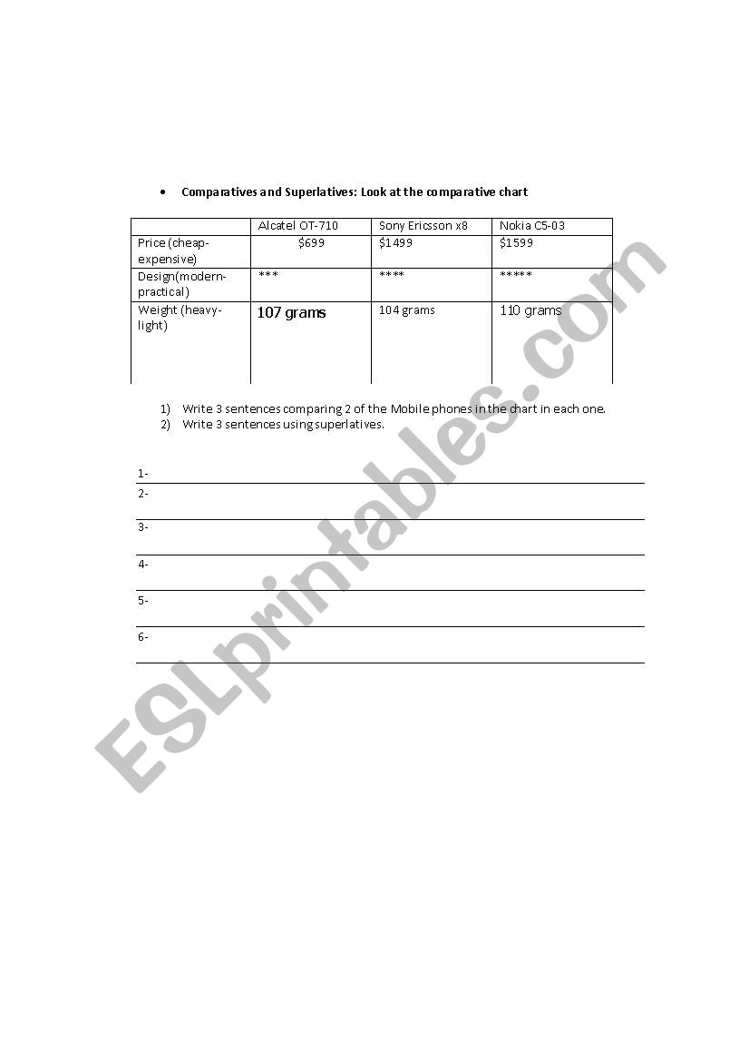 Comparative vs superlative worksheet