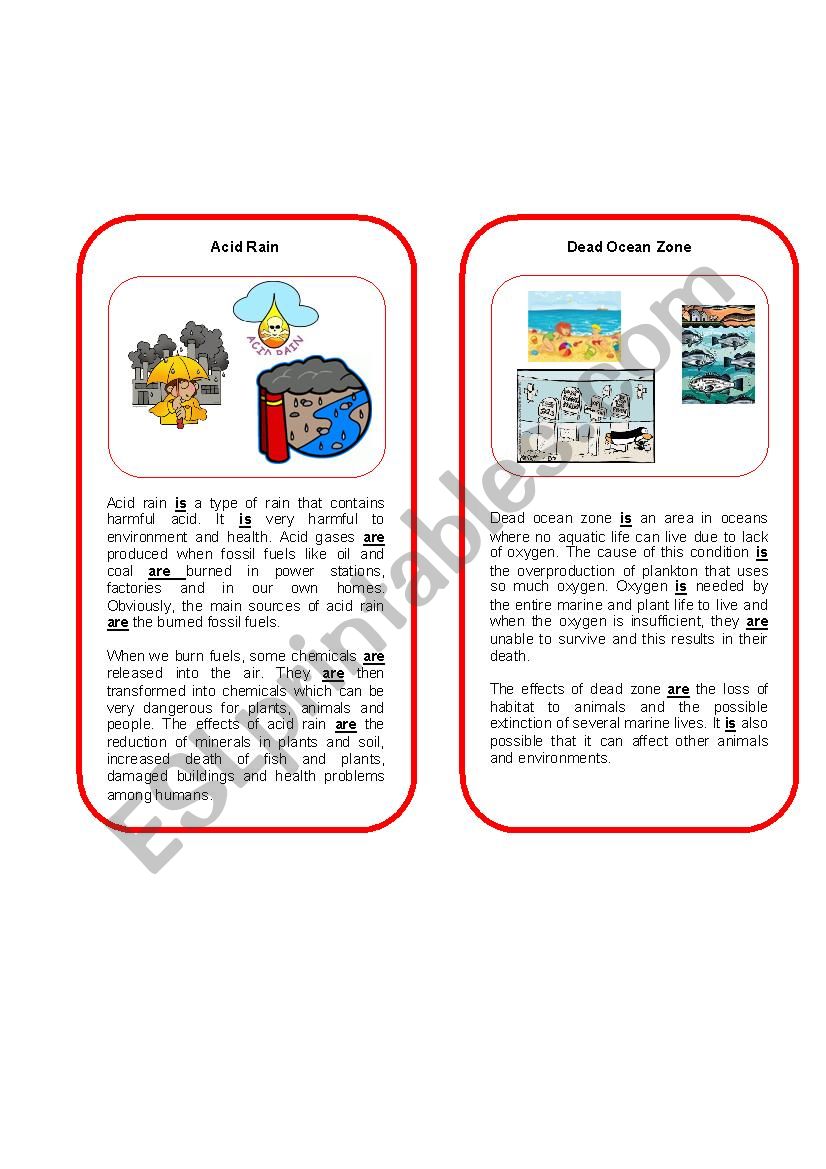 Environmental Threat 6  ( Acid rain and Dead ocean zone)