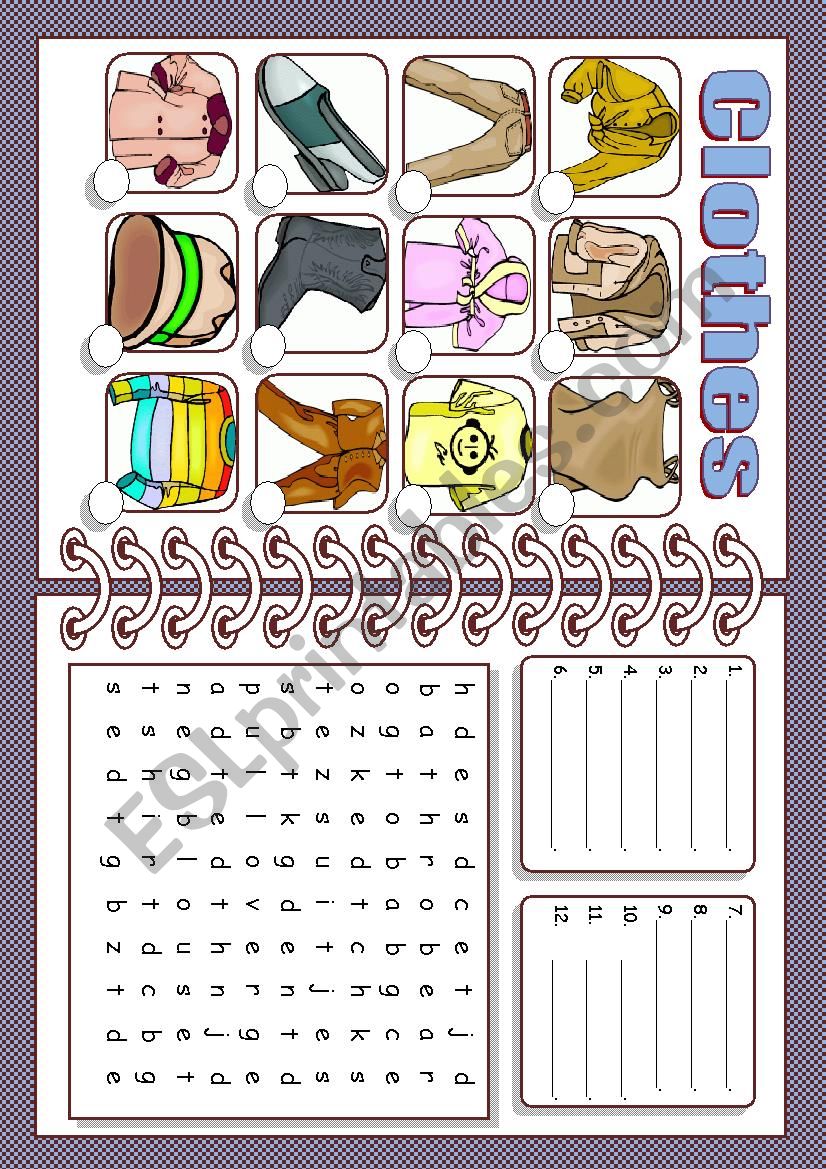 clothes worksheet