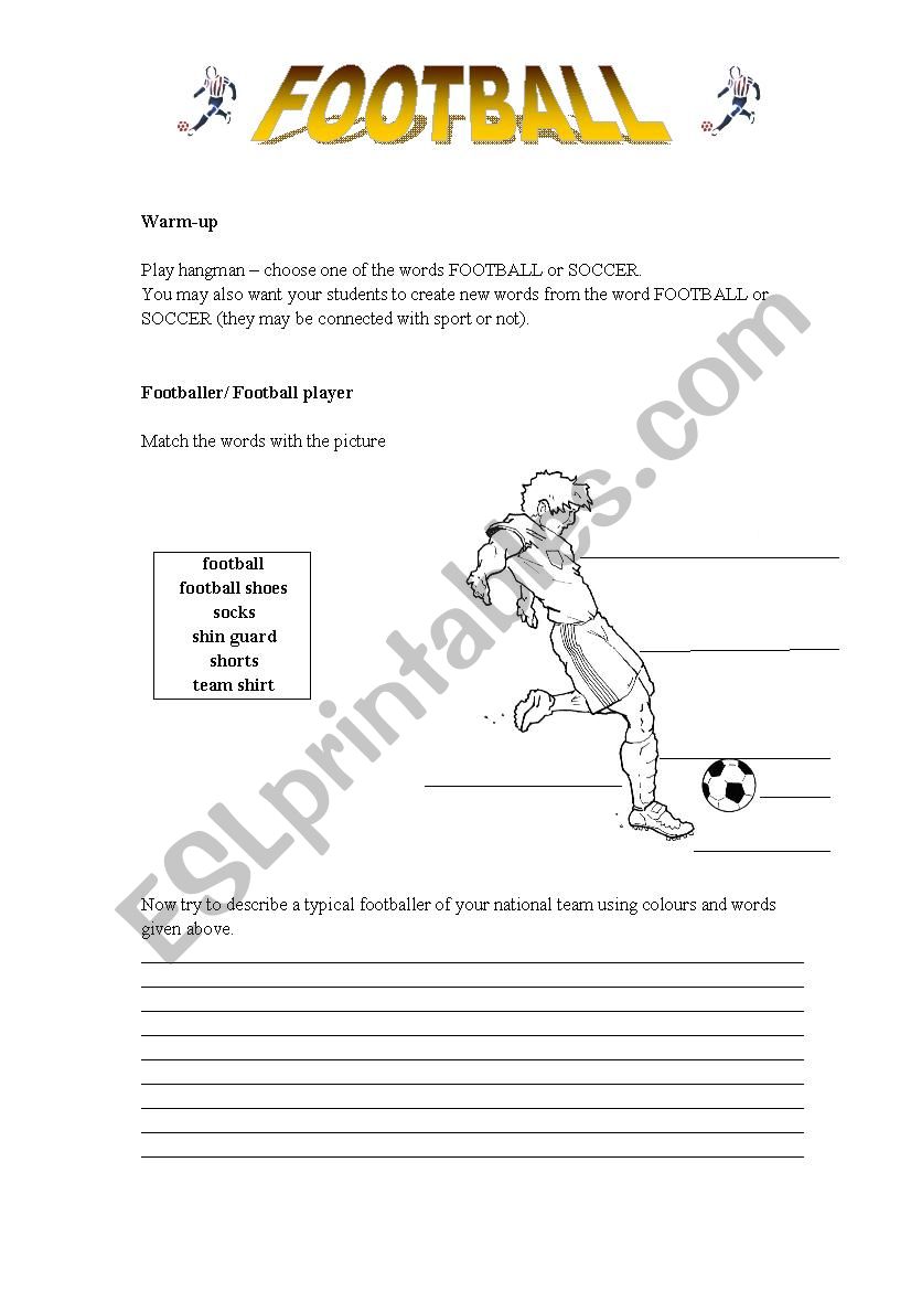 football worksheet