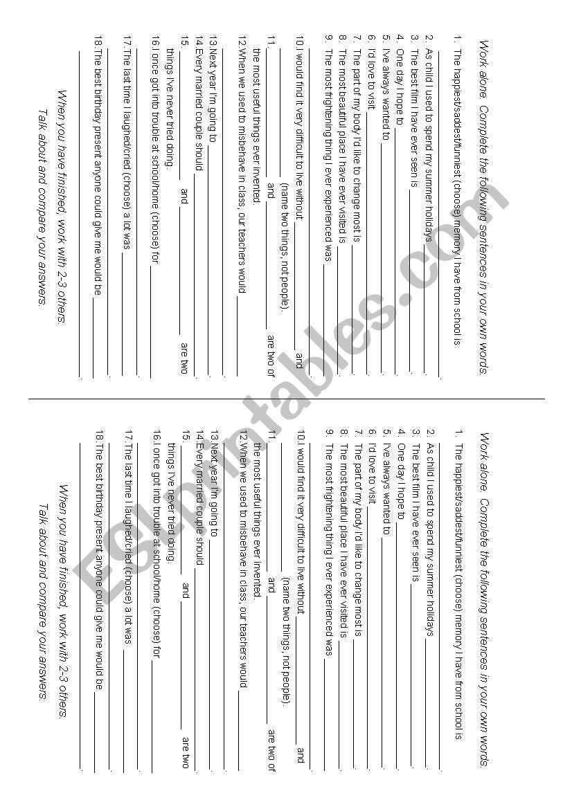 Ice-Breaker worksheet