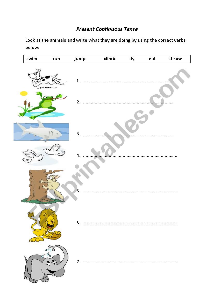 Present Continuous Tense with animals