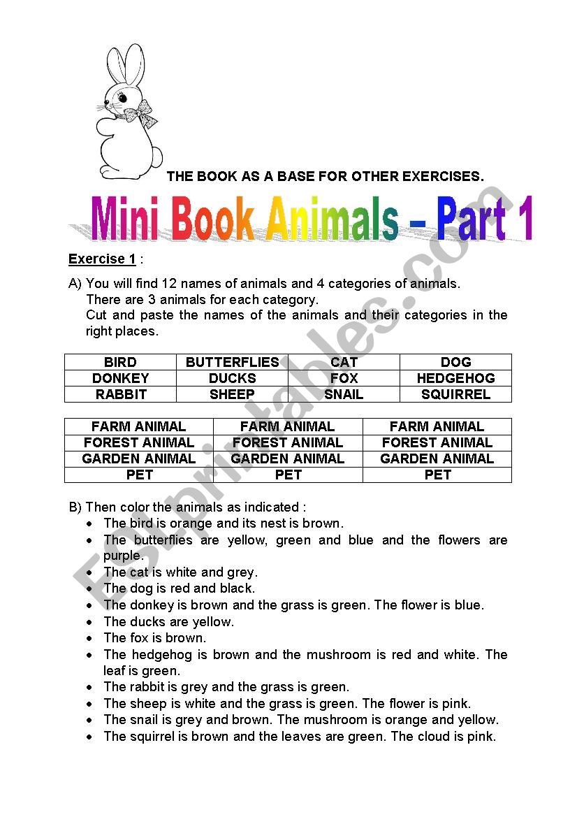 mini book animals part 1 (farm, forest, garden and pet)