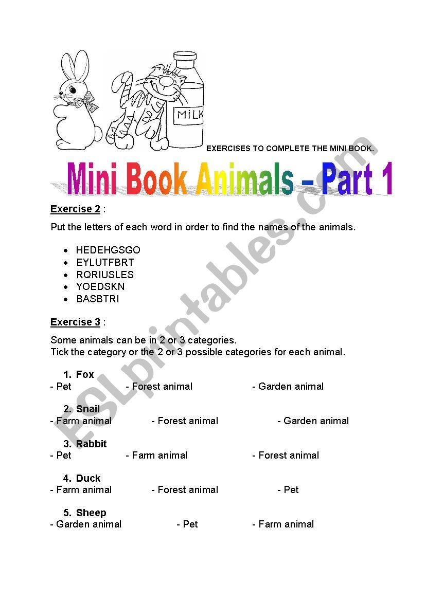 mini book animals part 2 (farm, forest, garden and pet)