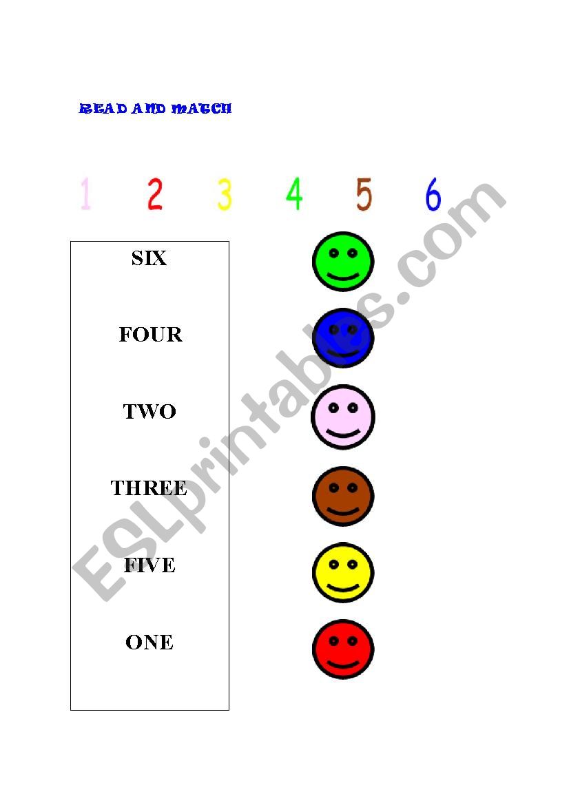 COLOURS AND NUMBERS worksheet