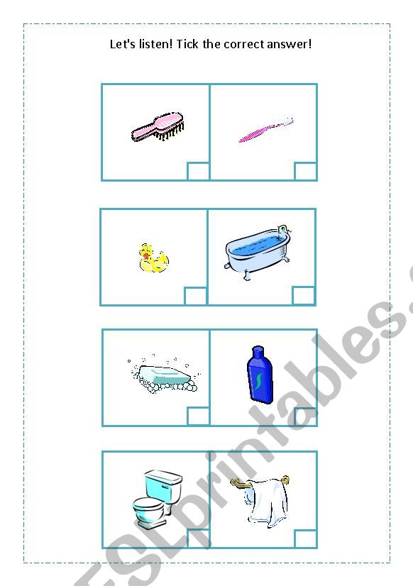Bath time worksheet