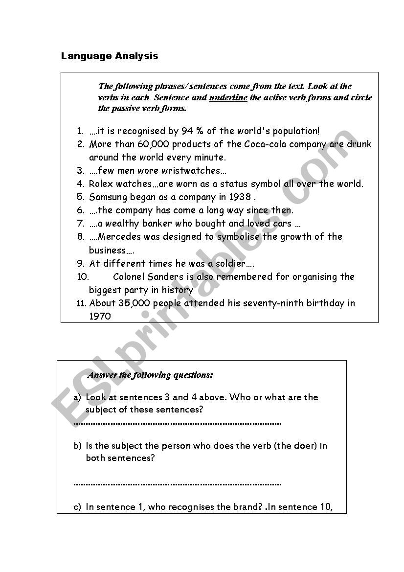 A guided discovery to the passive voice (Present Simple and Simple Past)