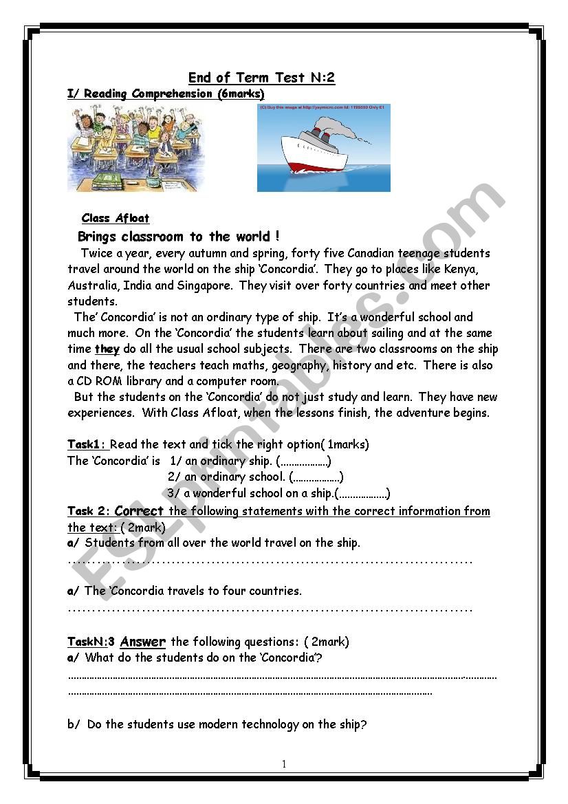 end term test  worksheet