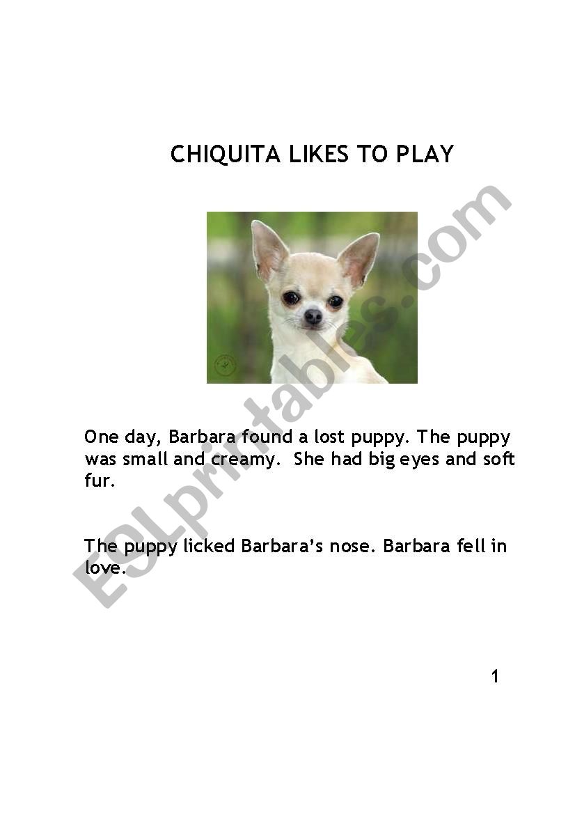 Chiquitas Story worksheet