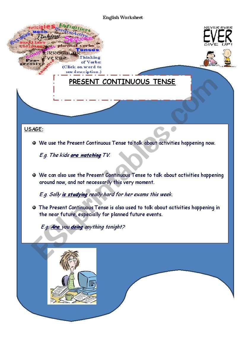 Present continuous worksheet