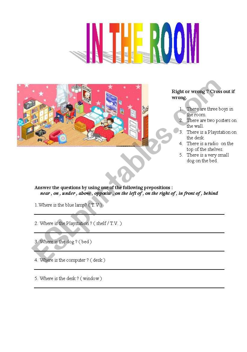 in the room worksheet