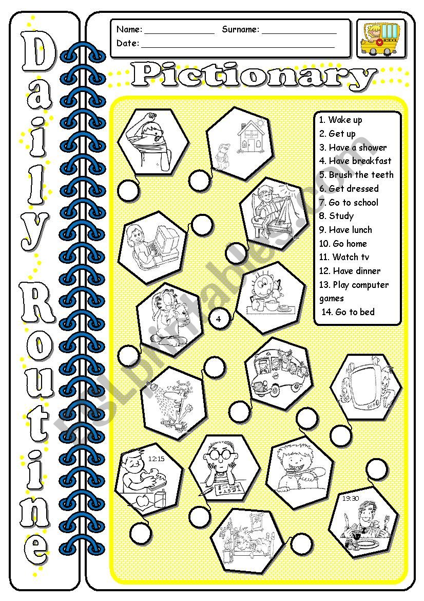 Daily routine_pictionary worksheet